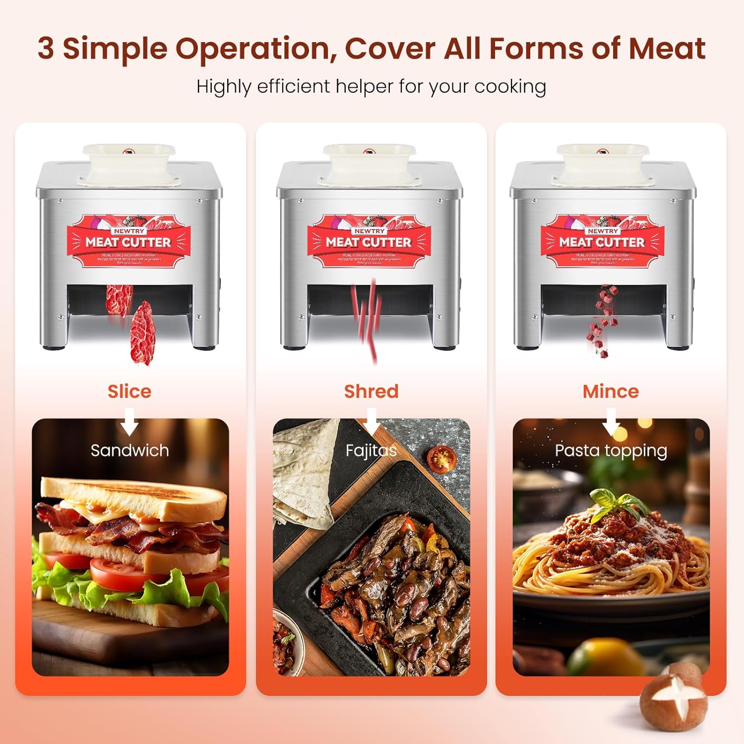 NEWTRY - trancheuse à viande 10 mm, 550W, 160 kg/h, restaurants