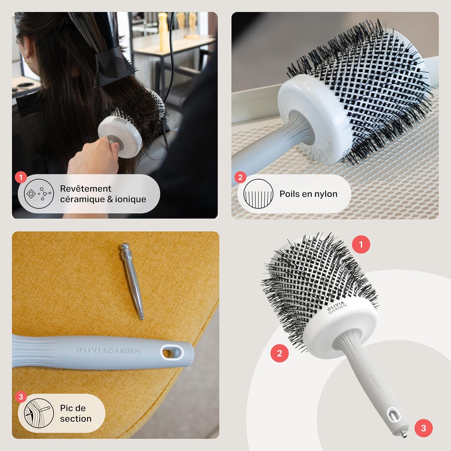 Olivia Garden - Expert Blowout Shine - ronde céramique antistatique, brushing sans frisottis