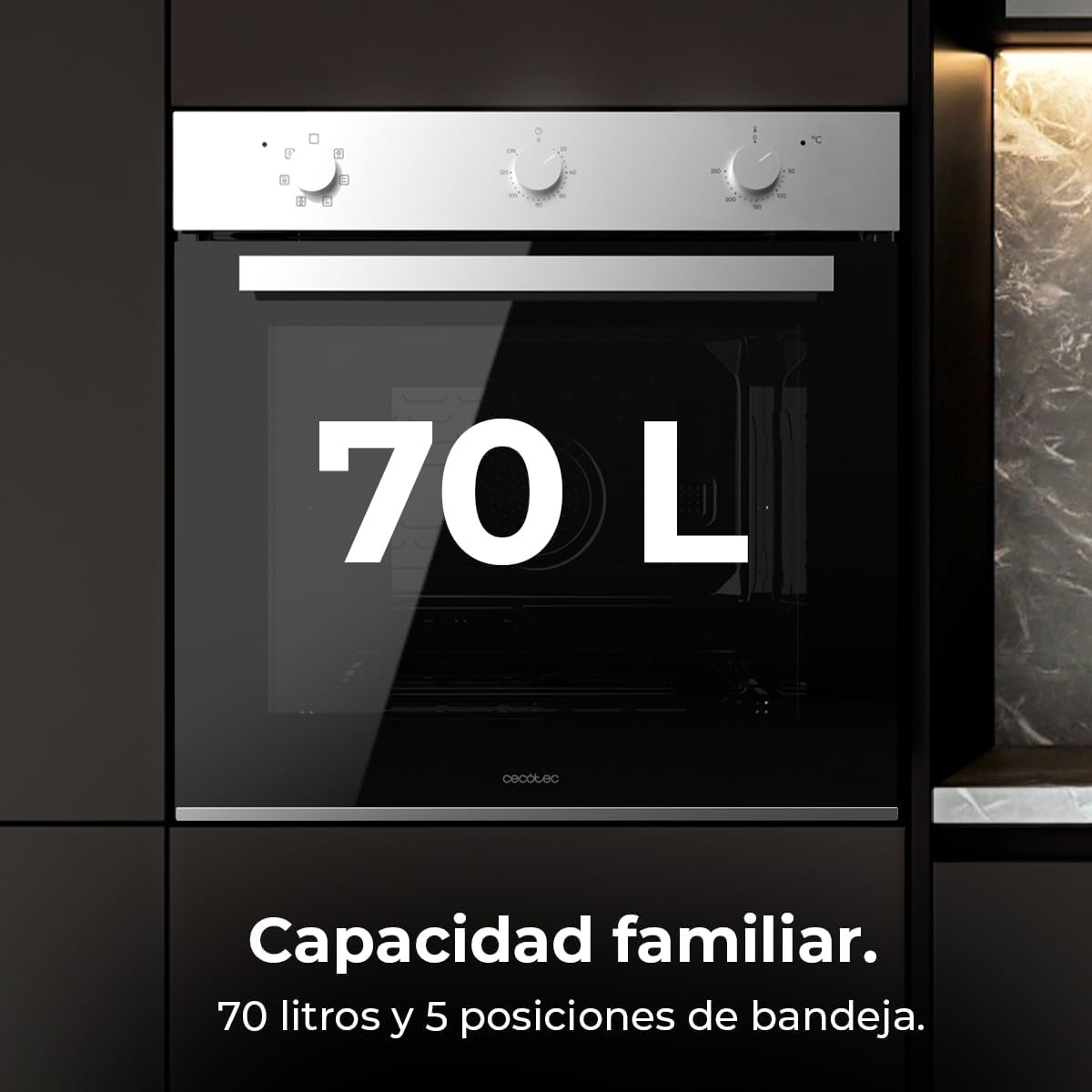 Cecotec - Four encastrable multifonctions, 70L, 6 modes, 2800W, classe A, M236000