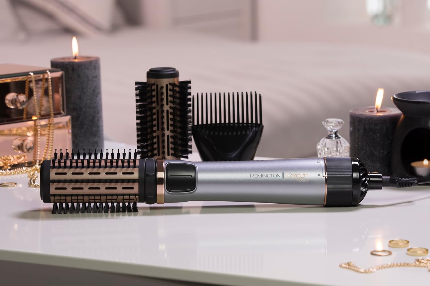 Remington - Brosse soufflante Keratin Protect - 1000W, céramique, 3 accessoires - AS8811