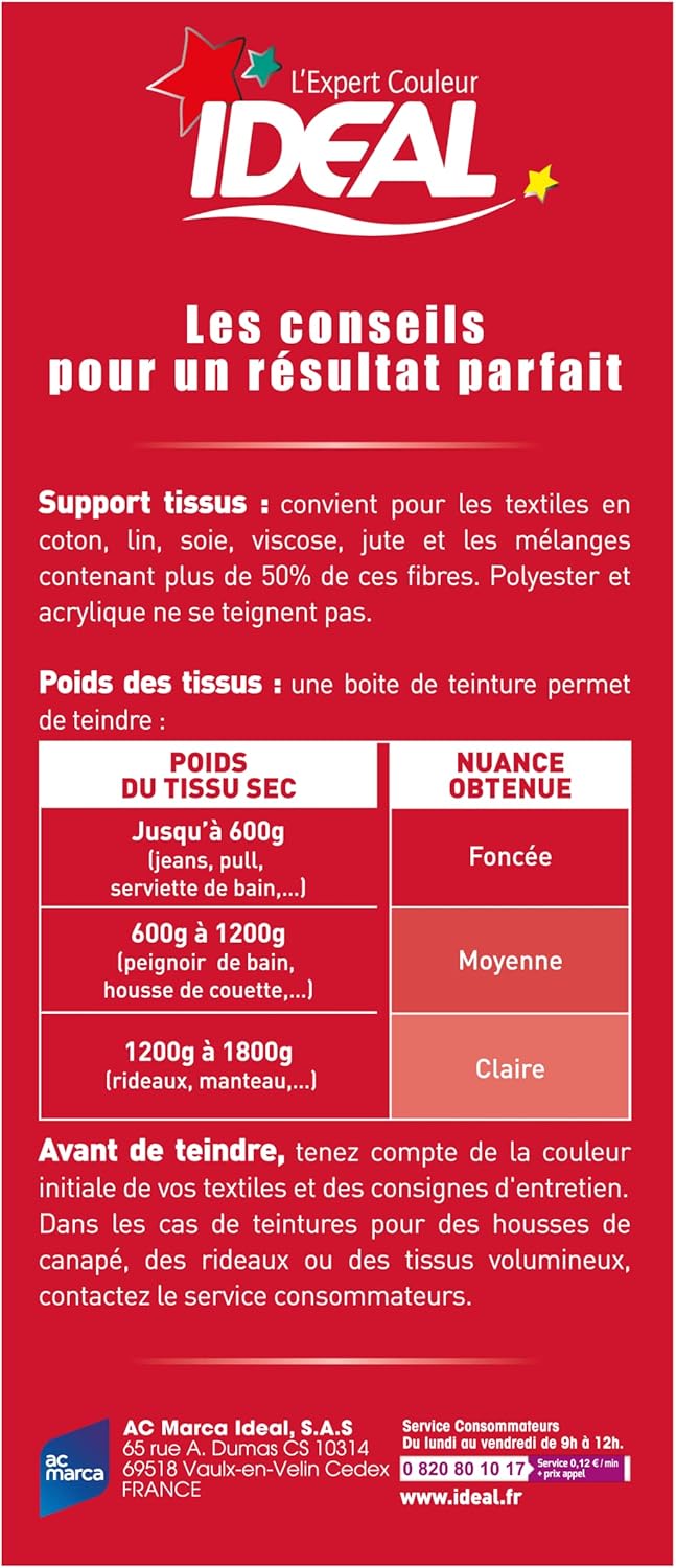 Ideal - Teinture Textile Tout en un - 350g - Rouge intense